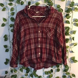 Mid Sleeve Cropped Flannel